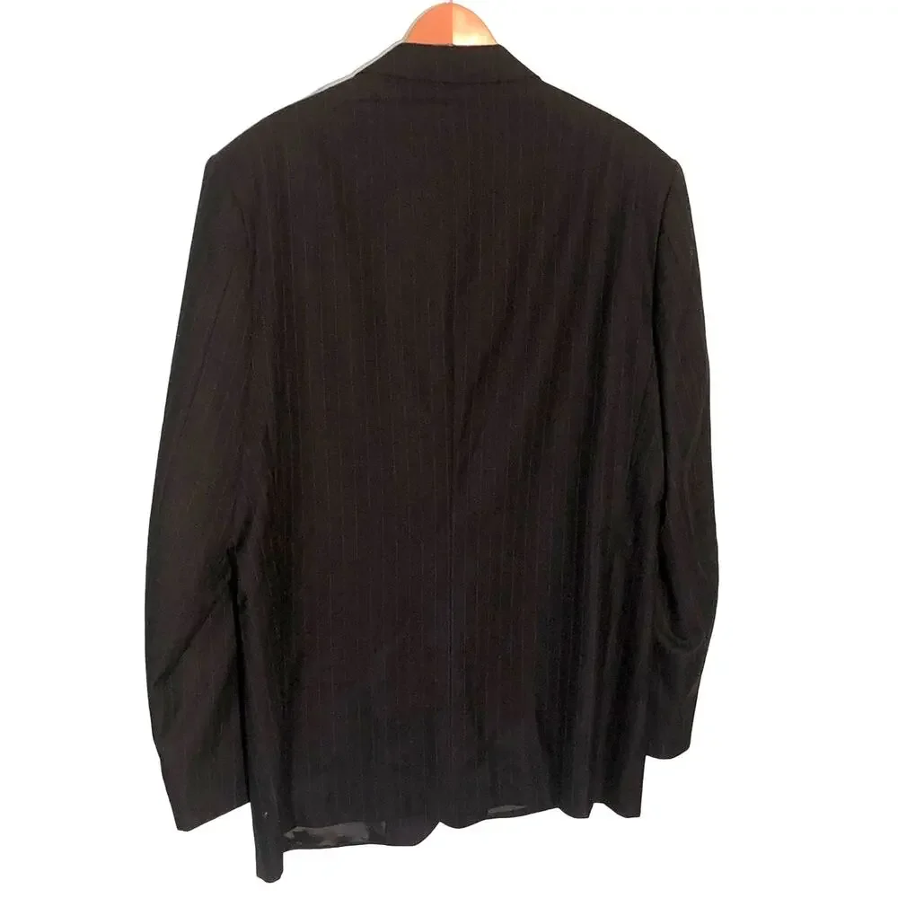 Vintage Yves Saint Laurent black blazer gray pinstripe sports coat suit size 46R
